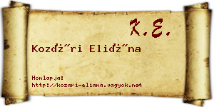 Kozári Eliána névjegykártya